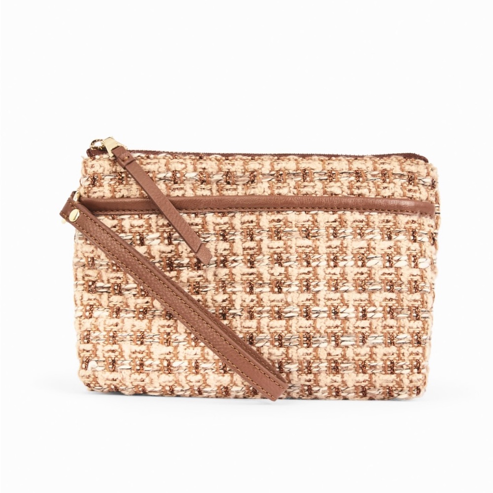 🍒NWT Talbots Metallic Boucle Double Gusset Wristlet